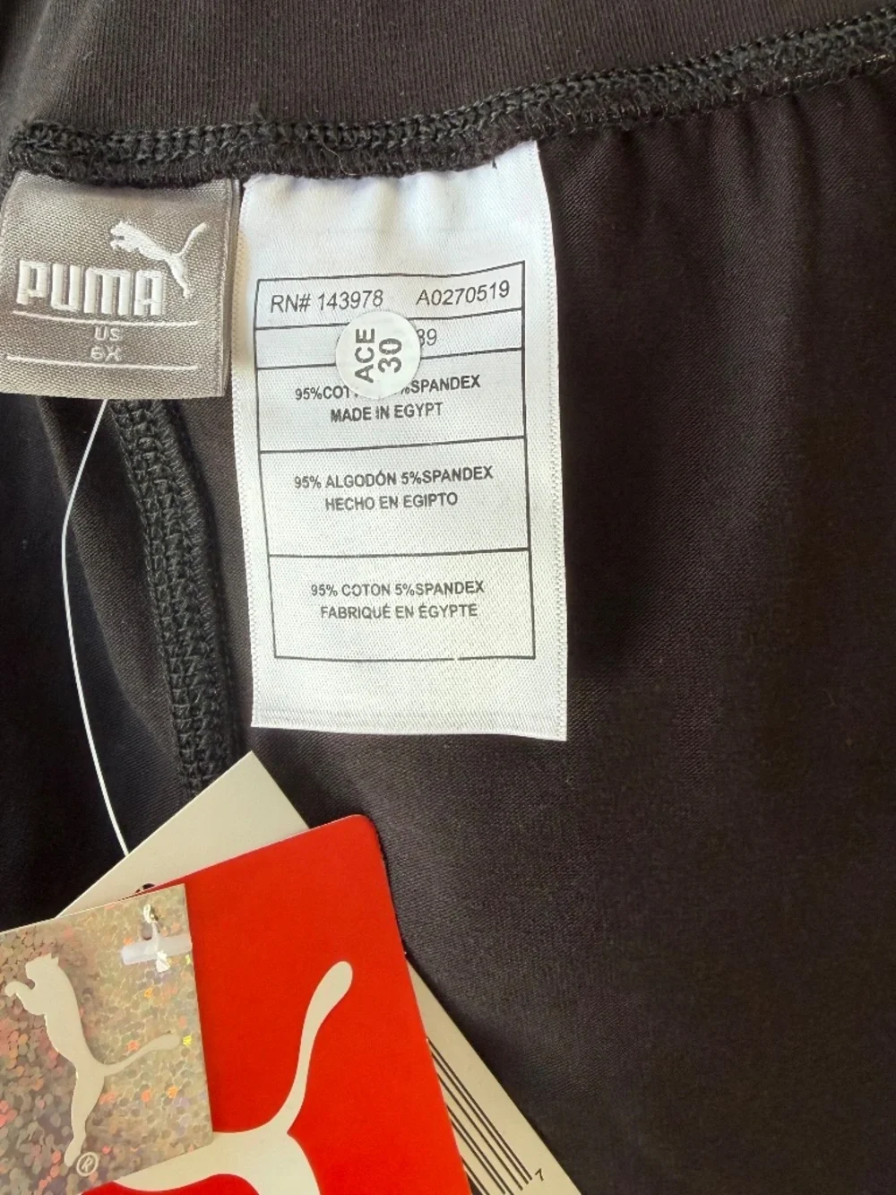 NWT Puma Girls 6x Black Legging with Pink‎ Glitter Logo